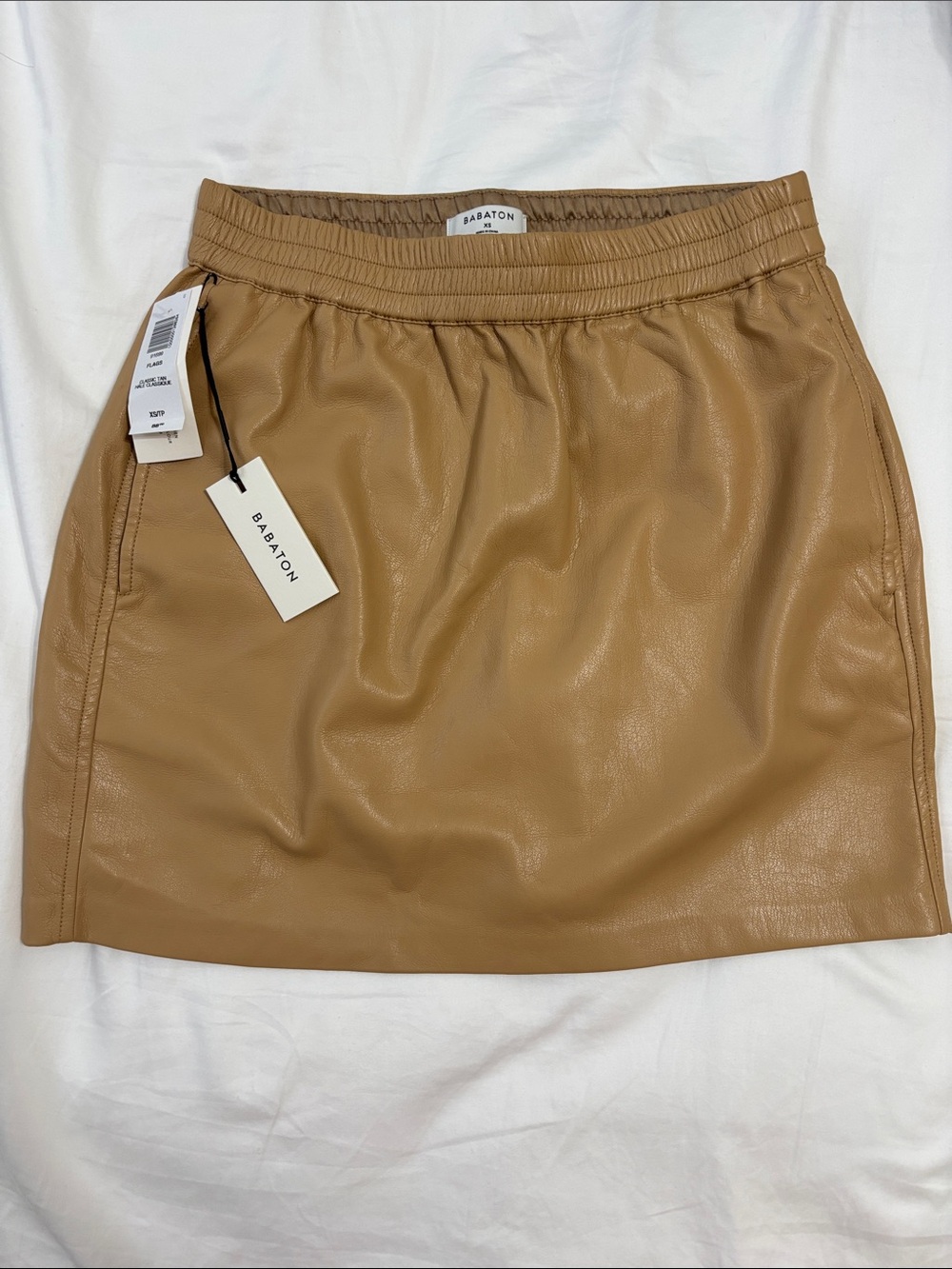 Aritzia Babaton Tan Faux-Leather Mini Skirt